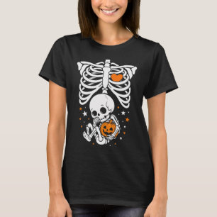 Halloween Skelet Baby Ribbenkast Zwangere Pompoen T-shirt