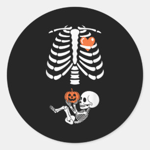 Halloween Skelet Baby Ribbenkast Zwangerschap Zwan Ronde Sticker