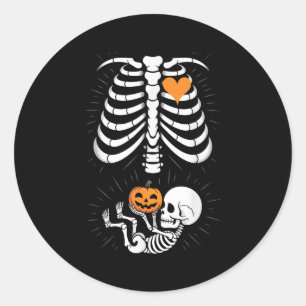 Halloween Skelet Baby Ribbenkast Zwangerschaps T-s Ronde Sticker
