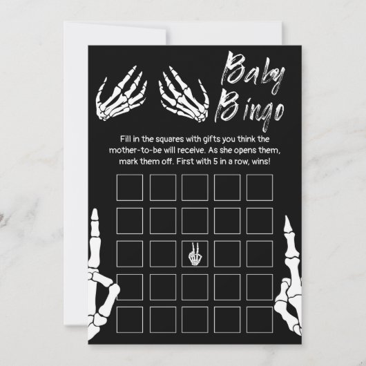 Halloween Skelet Baby shower Bingo spel Kaart (Voorkant)