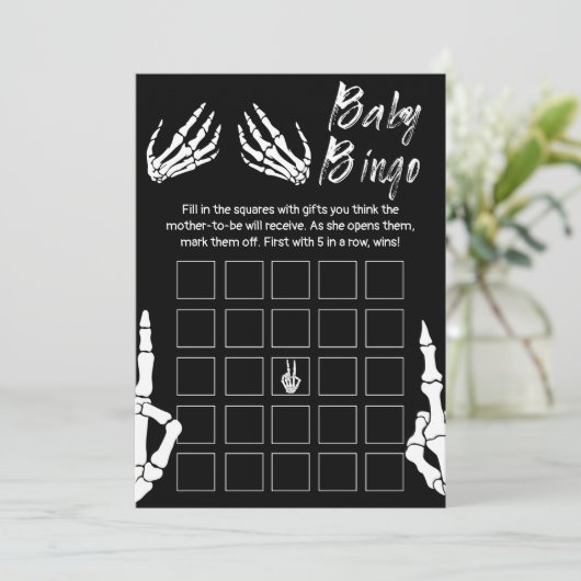 Halloween Skelet Baby shower Bingo spel Kaart (Staand voorkant)