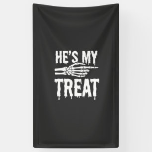 Halloween Skelet Behandeling Druppende Typografie Spandoek