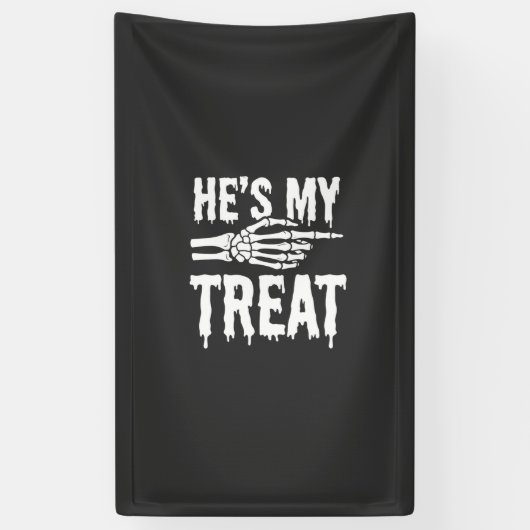 Halloween Skelet Behandeling Druppende Typografie Spandoek (Verticaal)