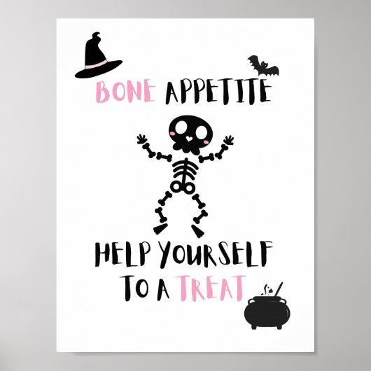 Halloween skelet Bone Appetite porch deur snoep Poster (Voorkant)