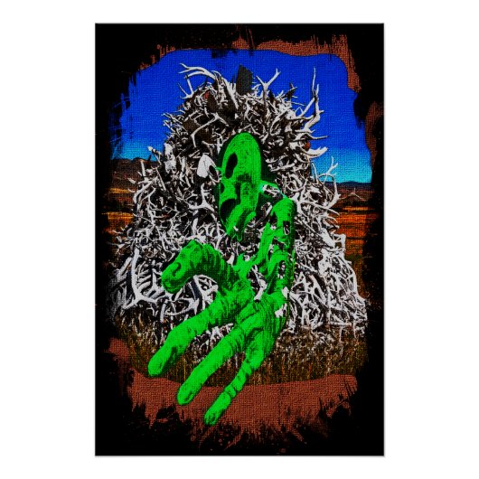 Halloween skelet botten gewei 3D fingers Perfect Poster (Voorkant)