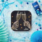 Halloween Skelet Champagne Toast Papieren Bordje (Feest)