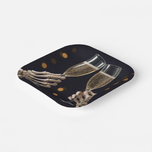 Halloween Skelet Champagne Toast Papieren Bordje (Gebogen)