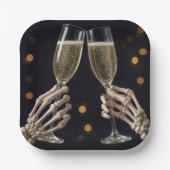 Halloween Skelet Champagne Toast Papieren Bordje (Voorkant)