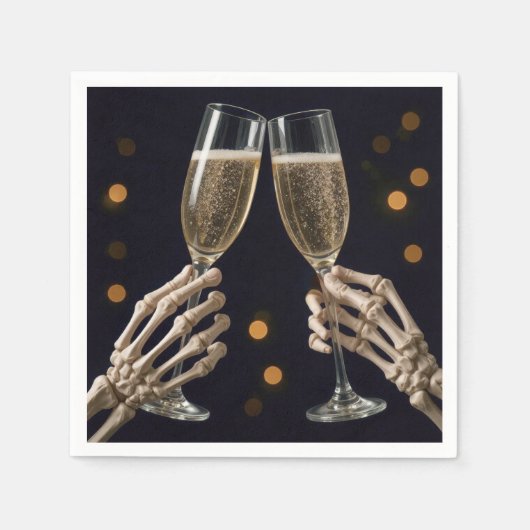 Halloween Skelet Champagne Toast Servet (Voorkant)