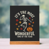 Halloween Skelet Dans Pompoen Herfst Acryl Bord (Neutraal)