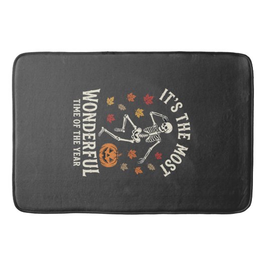 Halloween Skelet Dans Pompoen Herfst Badmat (Voorkant)