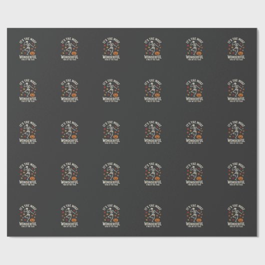 Halloween Skelet Dans Pompoen Herfst Cadeaupapier (Vlak)