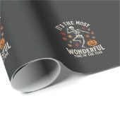 Halloween Skelet Dans Pompoen Herfst Cadeaupapier (Rol Hoek)