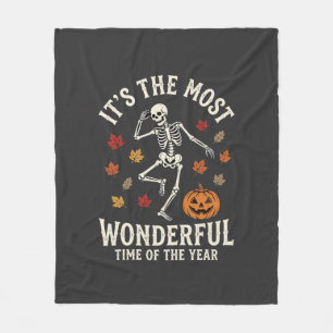 Halloween Skelet Dans Pompoen Herfst Fleece Deken
