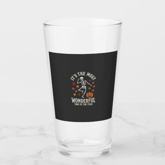 Halloween Skelet Dans Pompoen Herfst Glas (Voorkant)