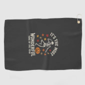 Halloween Skelet Dans Pompoen Herfst Golfhanddoek (Horizontaal)