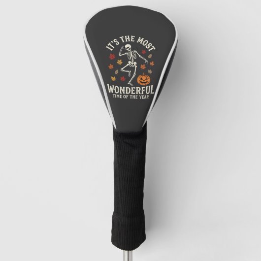 Halloween Skelet Dans Pompoen Herfst Golfheadcover (Voorkant)