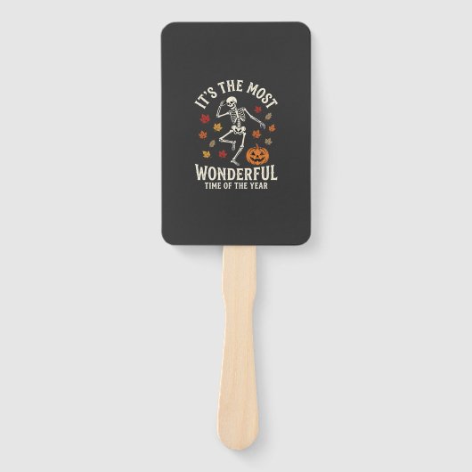 Halloween Skelet Dans Pompoen Herfst Handwaaier (Voorkant)