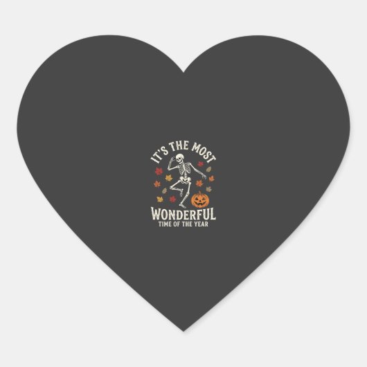 Halloween Skelet Dans Pompoen Herfst Hart Sticker (Voorkant)
