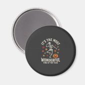 Halloween Skelet Dans Pompoen Herfst Magneet (Voorkant / Achterkant)
