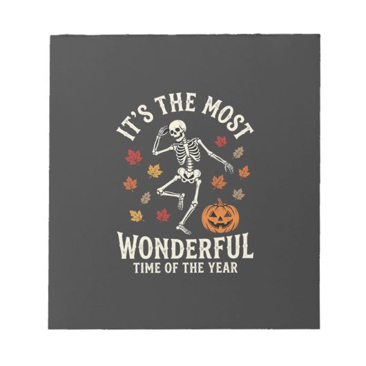 Halloween Skelet Dans Pompoen Herfst Notitieblok (Voorkant)