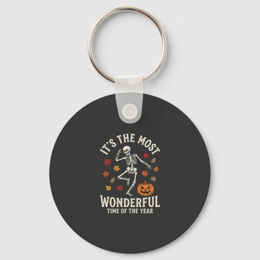 Halloween Skelet Dans Pompoen Herfst Sleutelhanger (Voorkant)
