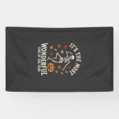 Halloween Skelet Dans Pompoen Herfst Spandoek (Horizontaal)