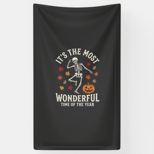 Halloween Skelet Dans Pompoen Herfst Spandoek (Verticaal)