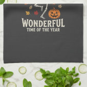 Halloween Skelet Dans Pompoen Herfst Theedoek (Gevouwen)