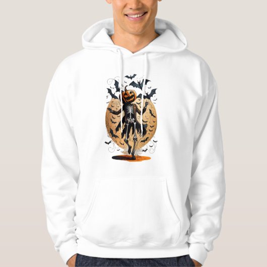 Halloween skelet dansen met een pompoen hoodie (Voorkant)