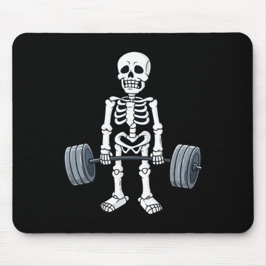 Halloween Skelet Deadlift Fun Fitness Gewichtheft Muismat (Voorkant)