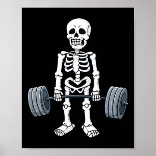 Halloween Skelet Deadlift Fun Fitness Gewichtheft Poster