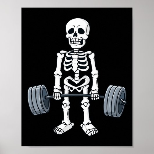 Halloween Skelet Deadlift Fun Fitness Gewichtheft Poster (Voorkant)
