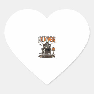Halloween skelet die gewoon wacht Grappige vintage Hart Sticker