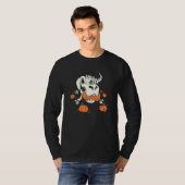 Halloween Skelet Dinosaurus Pompoen T-shirt (Voorkant volledig)