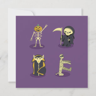 Halloween Skelet Dracula Mumie Grim Reaper Feestdagenkaart