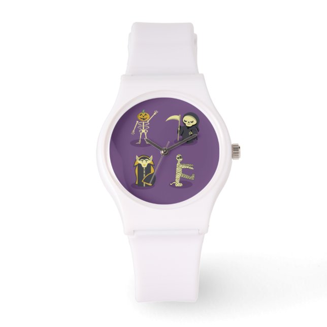 Halloween Skelet Dracula Mummy Grim Reaper Horloge (Voorkant)