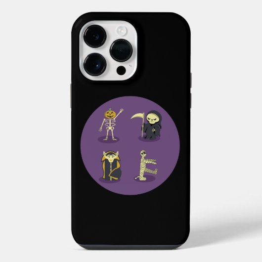 Halloween Skelet Dracula Mummy Grim Reaper iPhone Hoesje (Achterkant)
