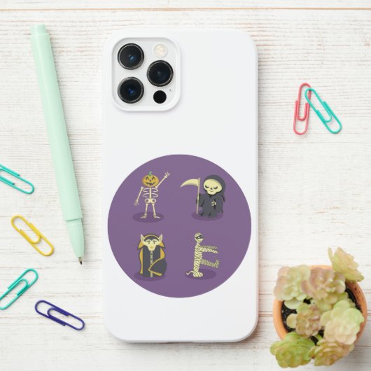 Halloween Skelet Dracula Mummy Grim Reaper iPhone Hoesje (Op bureau)