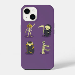 Halloween Skelet Dracula Mummy Grim Reaper iPhone 14 Hoesje