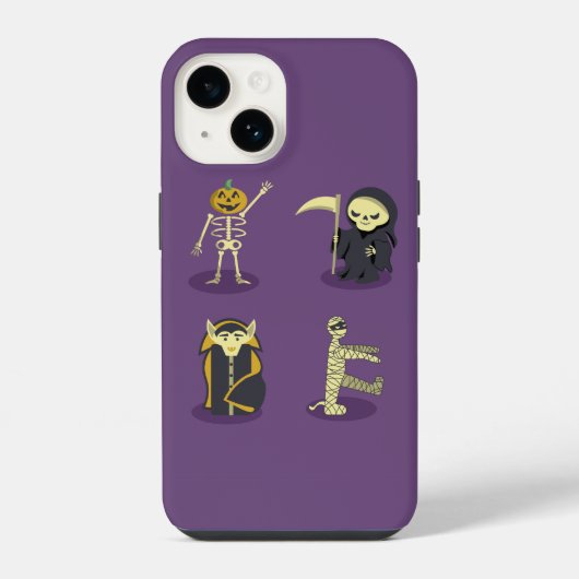 Halloween Skelet Dracula Mummy Grim Reaper iPhone Hoesje (Achterkant)