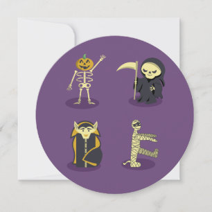 Halloween Skelet Dracula Mummy Grim Reaper Kaart