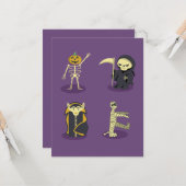 Halloween Skelet Dracula Mummy Grim Reaper Kaart (Voorkant / Achterkant in situ)