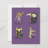 Halloween Skelet Dracula Mummy Grim Reaper Kaart (Achterkant)