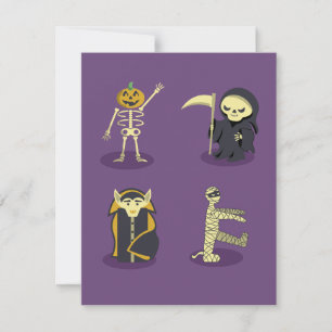 Halloween Skelet Dracula Mummy Grim Reaper Kaart