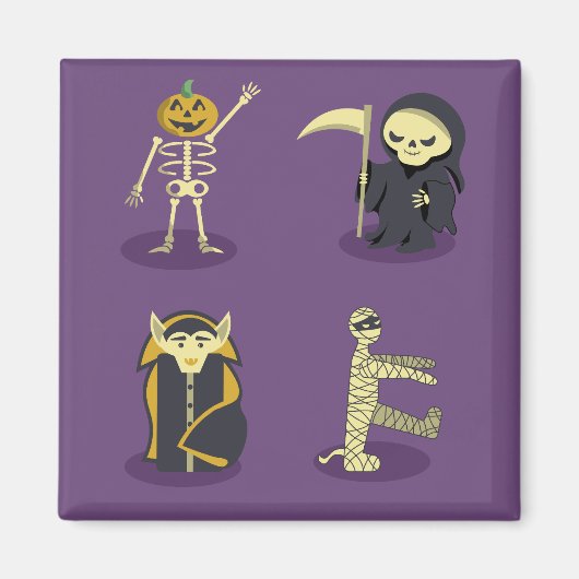 Halloween Skelet Dracula Mummy Grim Reaper Magneet (Voorkant)