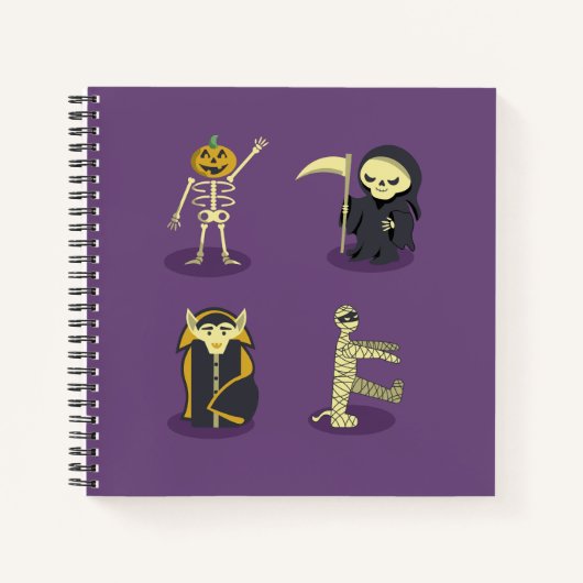 Halloween Skelet Dracula Mummy Grim Reaper Notitieboek (Voorkant)