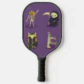Halloween Skelet Dracula Mummy Grim Reaper Pickleball Paddle (Achterkant)
