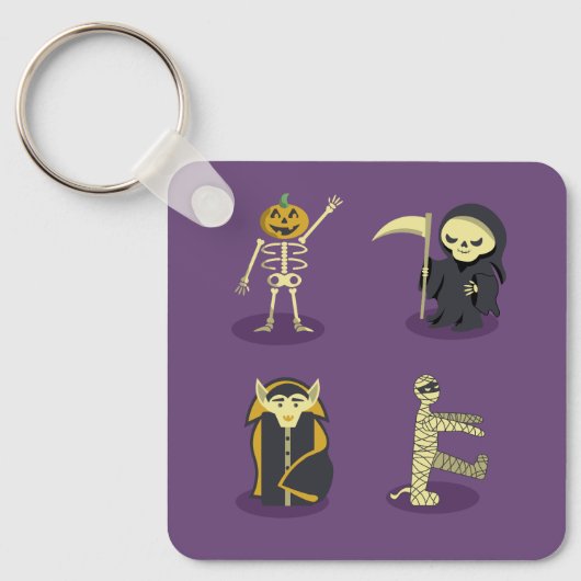 Halloween Skelet Dracula Mummy Grim Reaper Sleutelhanger (Voorkant)