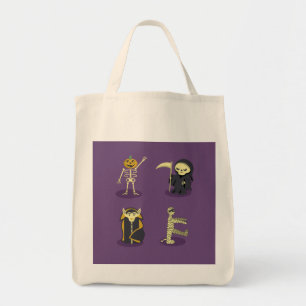 Halloween Skelet Dracula Mummy Grim Reaper Tote Bag